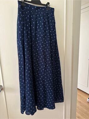 Women's Navy Blue Printed Maxi Skirt